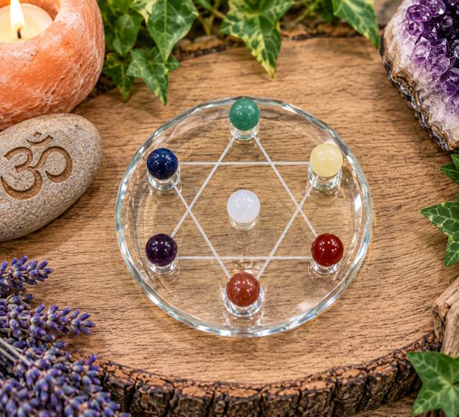 Base Esfera De cristal Metatron con minerales chakras